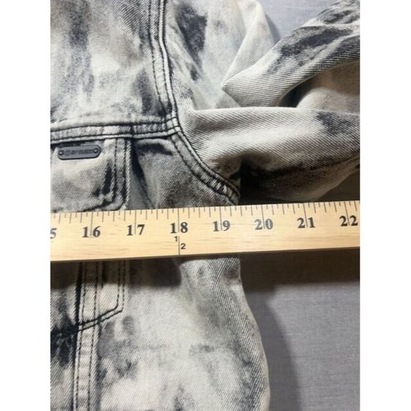 Guess Denim Jacket Womens Small Gray Bleach Button Up‎ Long Sleeve Coat Ladies - Picture 6 of 8